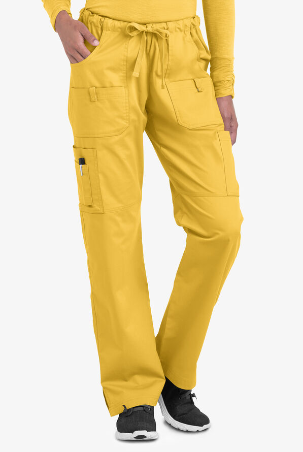 Butter-Soft STRETCH Women's 10-Pocket Drawstring Scrub Pants - Tall - Warm Sun - 1