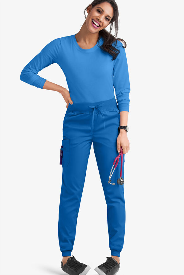 Butter-Soft STRETCH Women's 5-Pocket Cargo Jogger Scrub Pants - Petite - Royal - 2