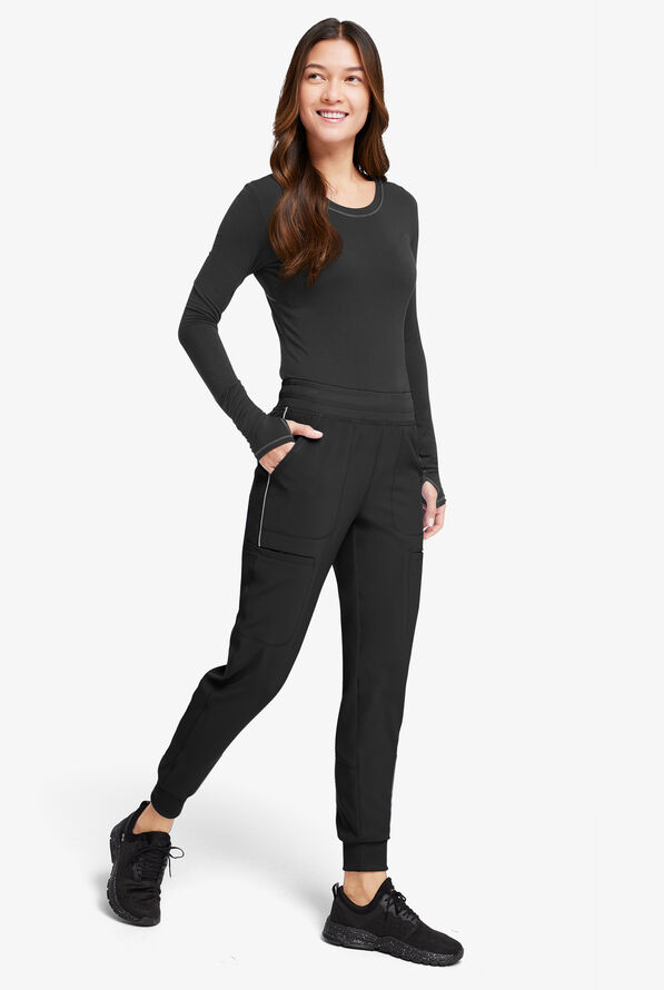 Infinity Women's 6-Pocket STRETCH Cargo Jogger Scrub Pants - Black - 4