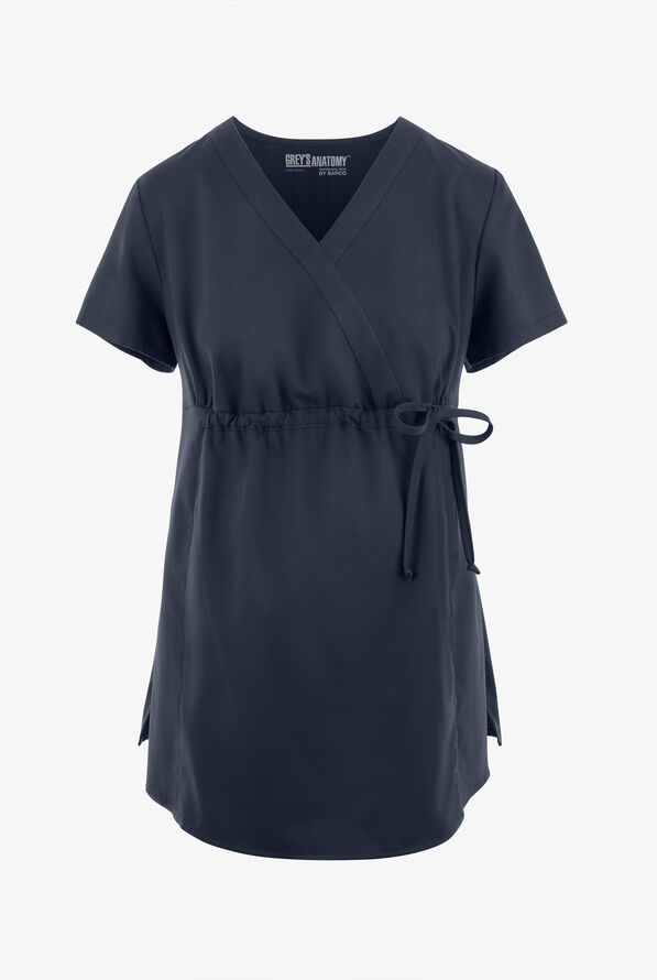Blusa médica de maternidad Grey's Anatomy estilo cruzado con 2 bolsillos para mujer - Steel Gray - 1