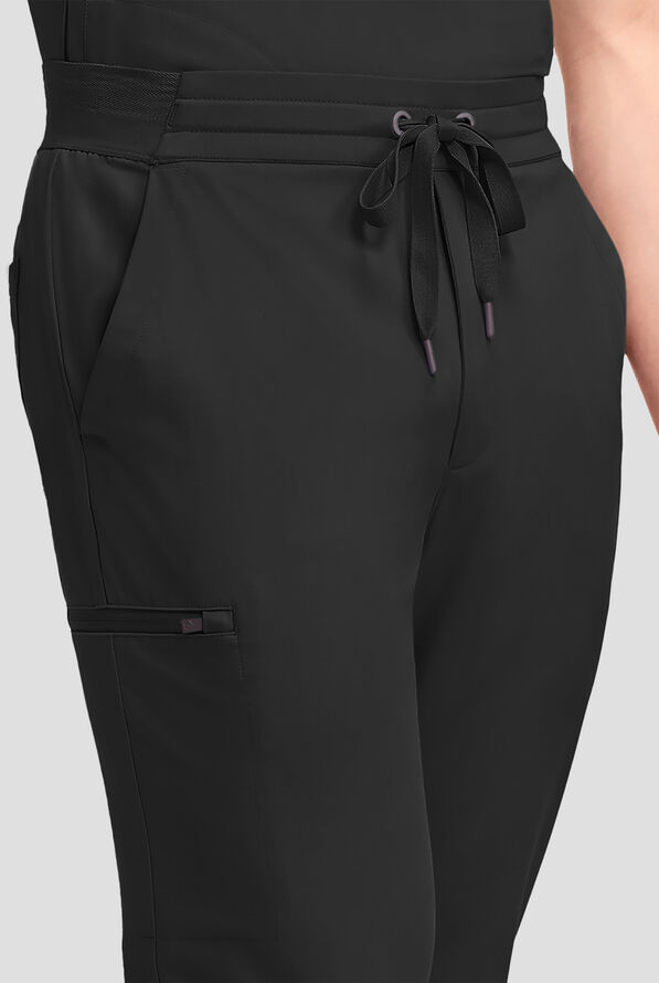 Healing Hands Quest Arlo Men's 5-Pocket STRETCH Drawstring Jogger Scrub Pants - Black - 2
