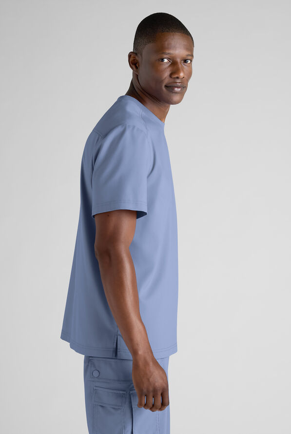 Advantage STRETCH Men's 3-Pocket Crew Neck Scrub Top - Ceil Blue - 6