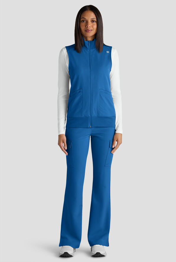 ReSurge Ebro Women's 6-Pocket Zip Front Stand Scrub Vest - Royal - 7