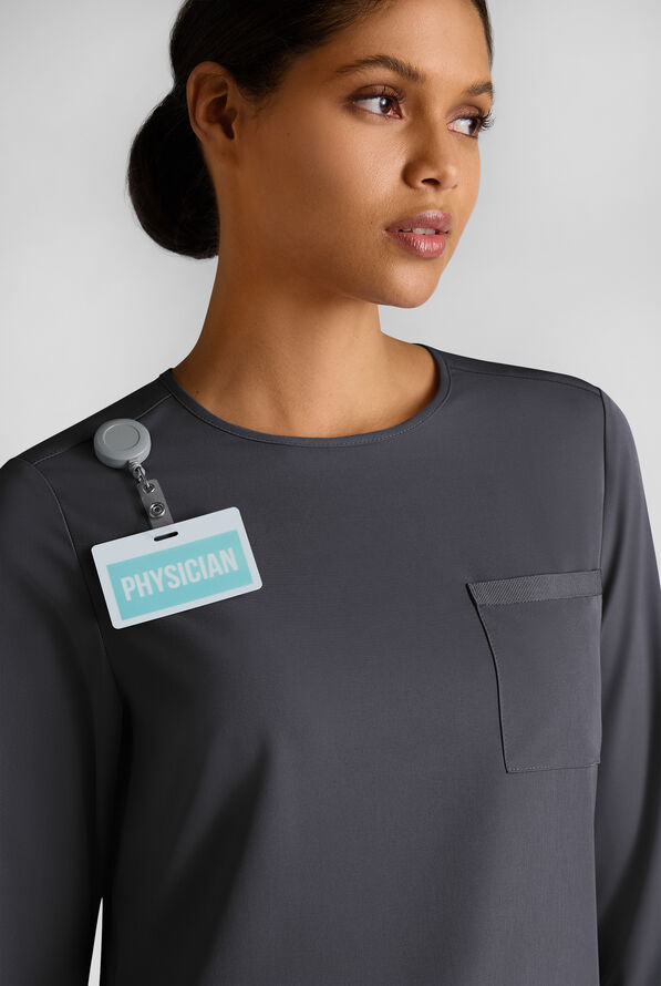 Blusa médica WhisperLite con mangas 3/4 para mujer - Pewter - 4