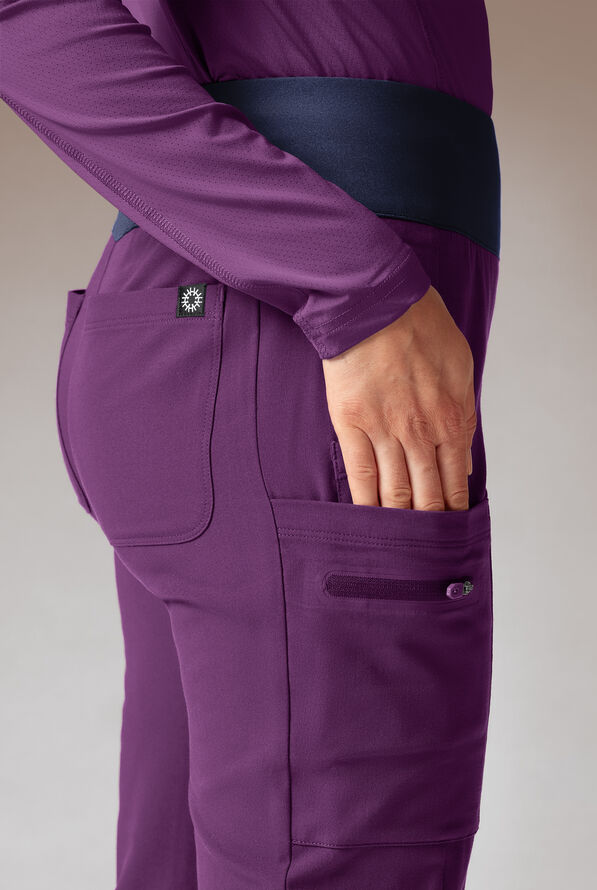 Hypothesis Dynama Y-Pant Women&rsquo;s 7-Pocket Yoga-Inspired Scrub Pant - Eggplant/Navy - 4