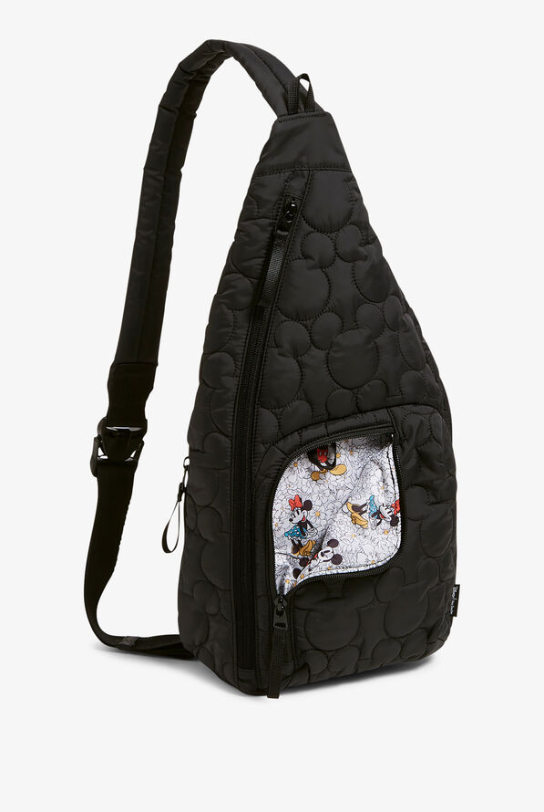 Vera Bradley Disney's Mickey Featherweight Black Quilted Sling Backpack - Black - 2