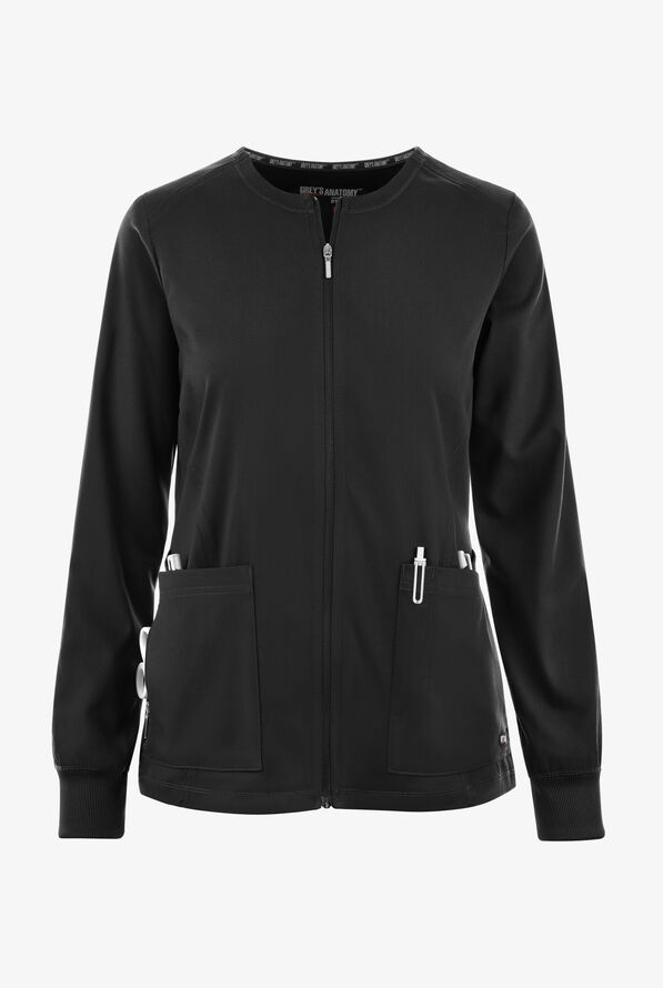 Chaqueta médica Grey's Anatomy Spandex STRETCH Gianna con cremallera y 5 bolsillos para mujer - Black - 1