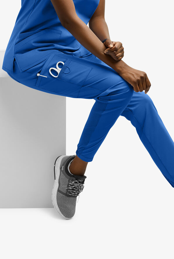 UA Exclusive Cherokee Workwear Professionals Active Women's 6-Pocket STRETCH Half Jogger Scrub Pants - Royal - 5