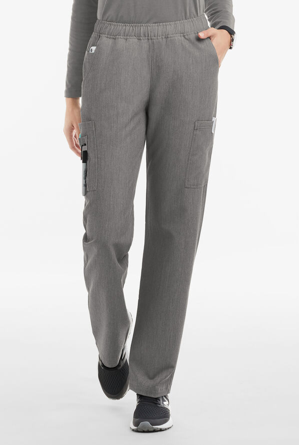 MOVEMENT by Butter-Soft Rigel Women's 9-Pocket Interior Drawstring STRETCH Scrub Pants - Graphite Heather - 1