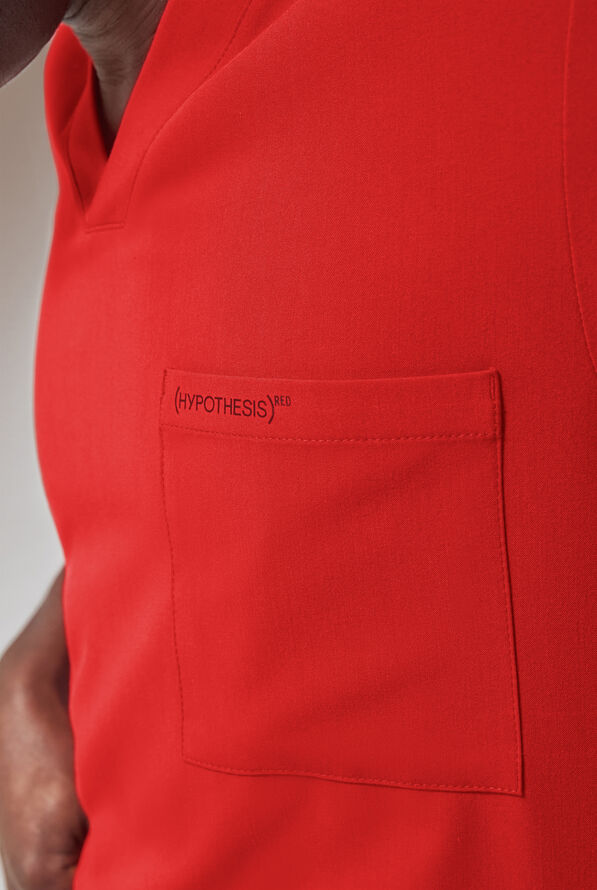 Camisa médica Hypothesis (RED) Omni V con cuello en V y 1 bolsillo para hombre - (Red) - 2
