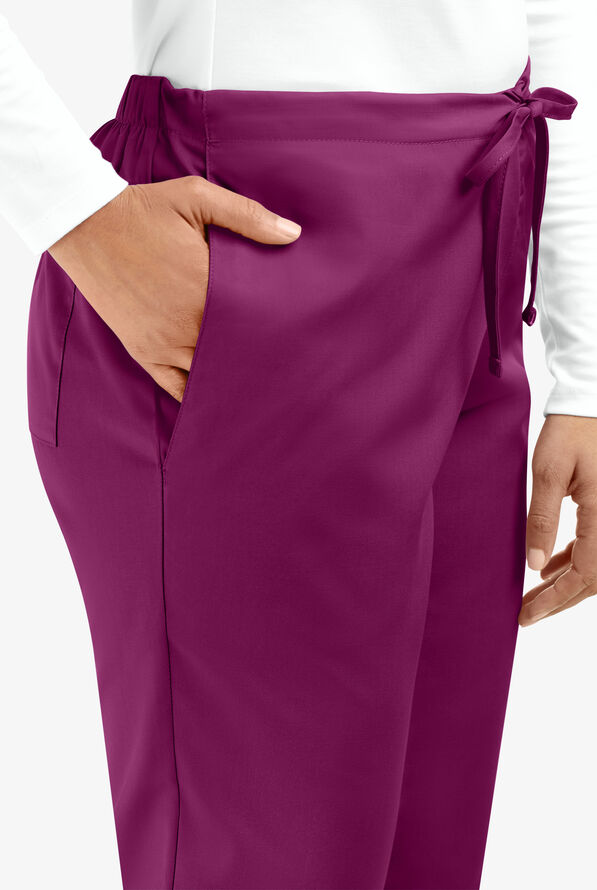 Cherokee Workwear Women's 3-Pocket Flare Leg Drawstring Scrub Pants - Tall - Wine - 3
