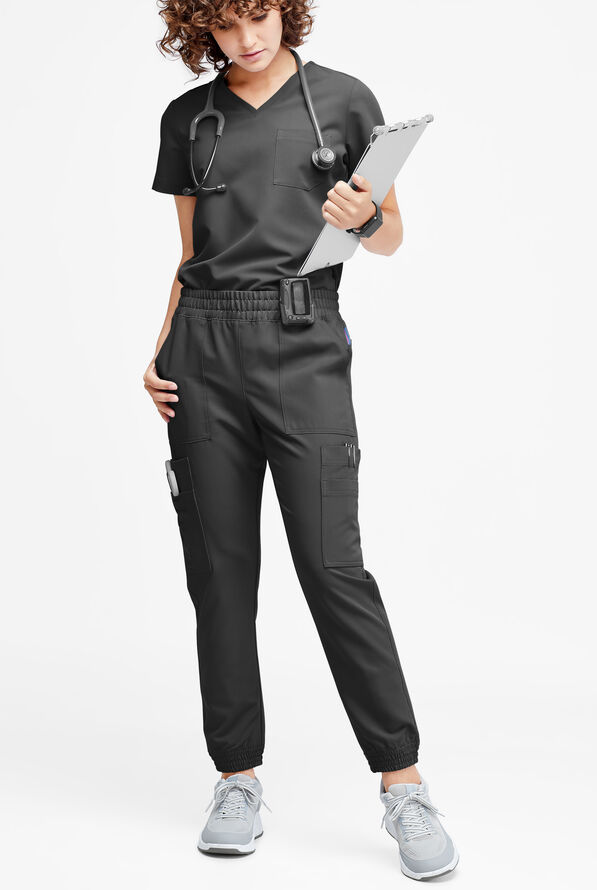 Movement by Butter-Soft Cephei Women's 11-Pocket Jogger Scrub Pants - Black - 4