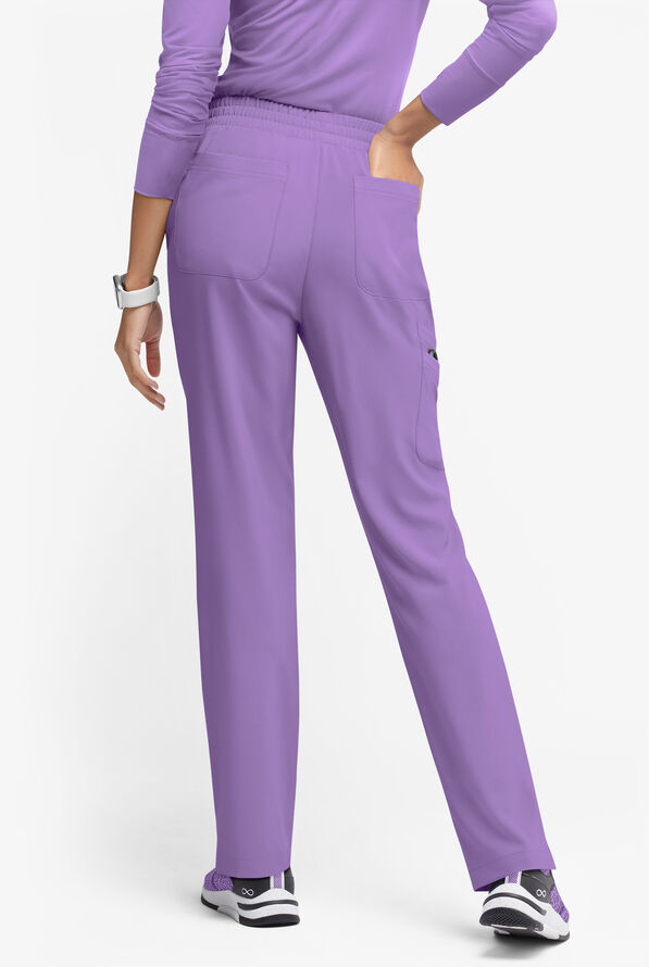 Easy STRETCH Naya Women’s Natural Waist 6-Pocket Straight Leg Scrub Pants - Petite - Ultraviolet Light/Eggplant - 5