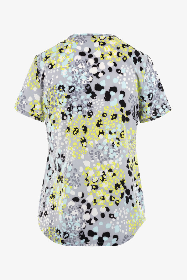 Cherokee Spots Gone Wild Women's 2-Pocket STRETCH V-Neck Print ScrubTop - null - 2