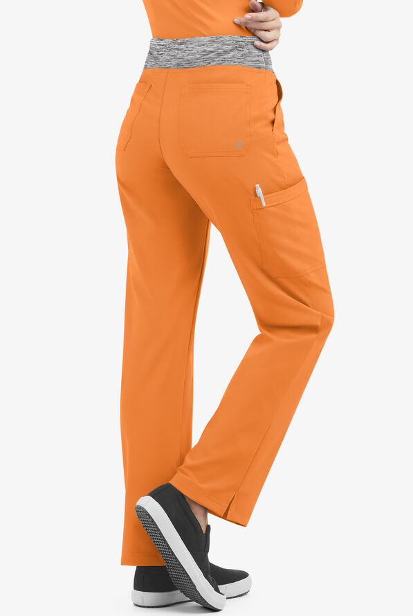Pantalón médico Easy STRETCH tall Sienna estilo yoga con 5 bolsillos para mujer - Apricot Crush/Silver Melange - 2