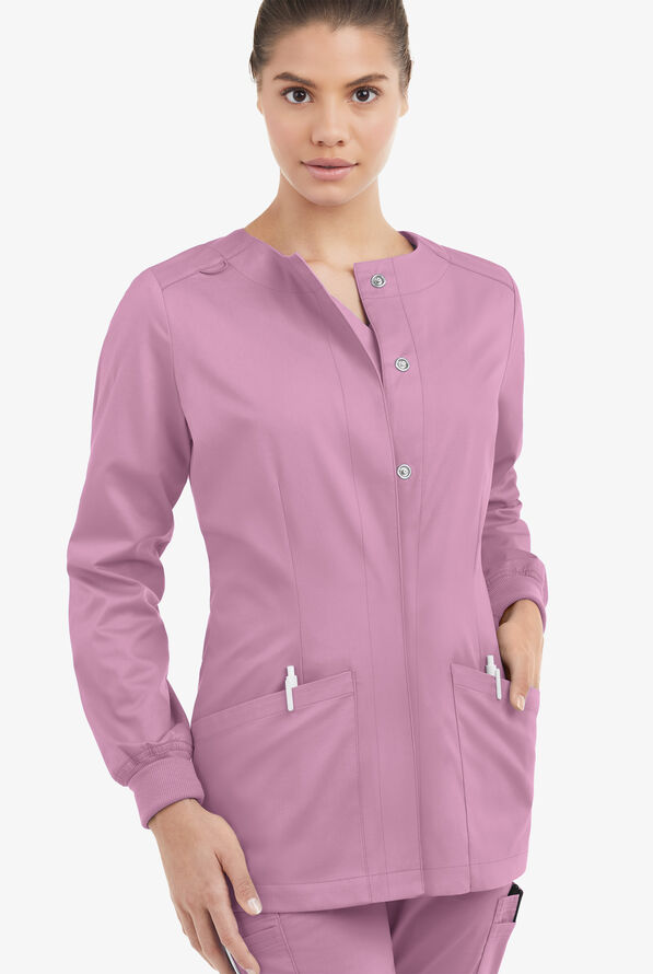 Chaqueta médica manga larga UA Butter-Soft STRETCH con botones a presión y 2 bolsillos para mujer - Smokey Mauve - 2