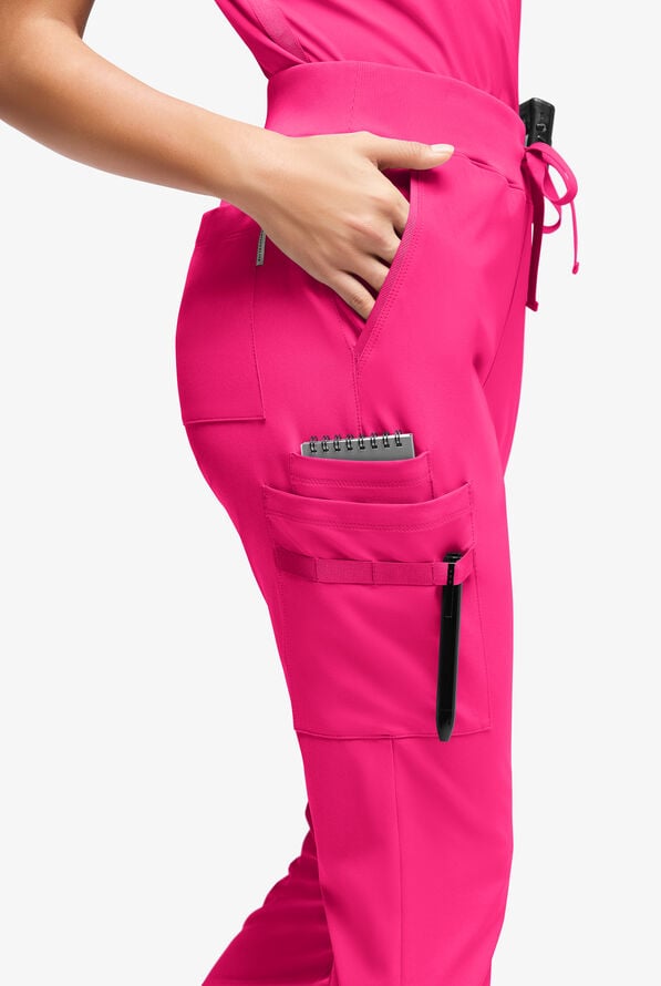 WhisperLite YARA Women's 10-Pocket Cargo Jogger Scrub Pants - Reactive Pink - 2
