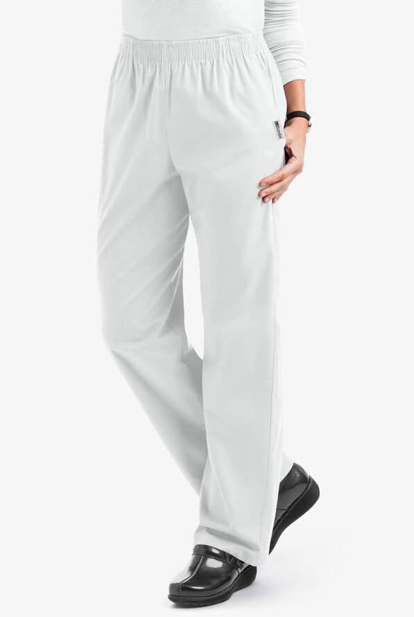UA Best Buy Scrubs Women's 2-Pocket Elastic Waist Pants - Tall - White - 1