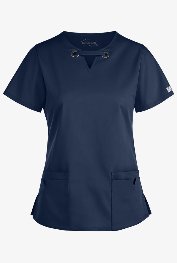 Blusa médica UA Butter-Soft STRETCH con ojales y 4 bolsillos para mujer - Navy - 1