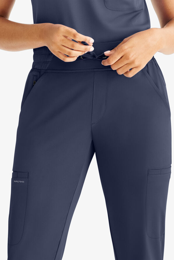 HH Works by Healing Hands Rhea Women's 6-Pocket STRETCH Cargo Jogger Scrub Pants - Navy - 2