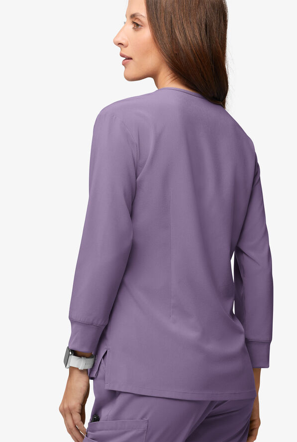Easy STRETCH Women's Josie 2-Pocket Relaxed 3/4" Sleeve Scrub Top - Purple Dusk - 3