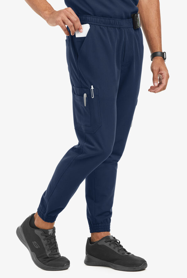 MOVEMENT by Butter-Soft Polaris Men's 10-Pocket Jogger STRETCH Scrub Pants - Navy - 1