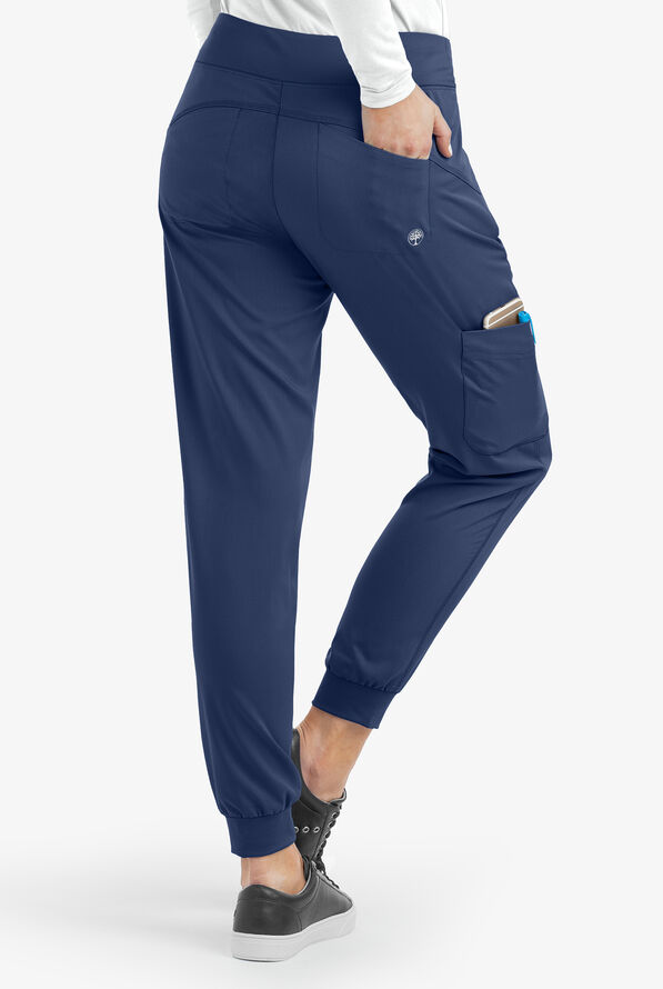 Healing Hands Purple Label Tara Women's 6-Pocket STRETCH Jogger Cargo Scrub Pants - Petite - Navy - 4