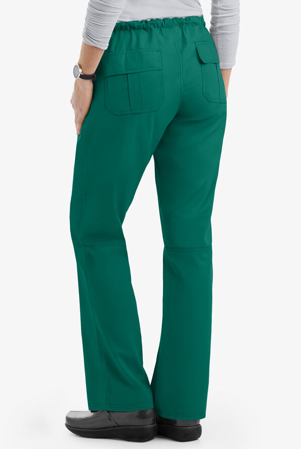 Butter-Soft Core Women's 6-Pocket Cargo Drawstring Scrub Pants - Tall - Hunter - 2