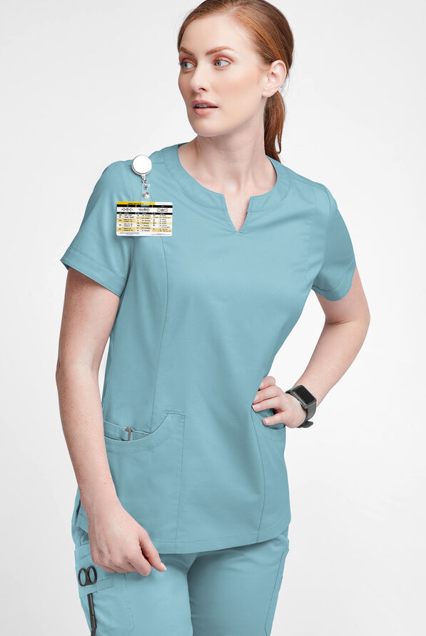 Butter-Soft STRETCH Women's 4-Pocket Notch Neck Scrub Top - Dew Drop - 2
