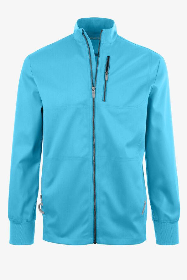 Advantage STRETCH Men's 4-Pocket Zip Front Warm-Up Scrub Jacket - Turquoise - 1