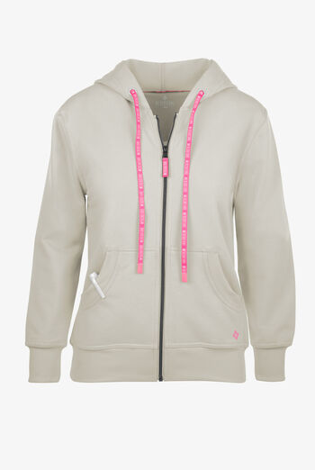 Med Couture Amp Women's 2-Pocket STRETCH Knit Embossed Logo Zip Hoodie Scrub Jacket