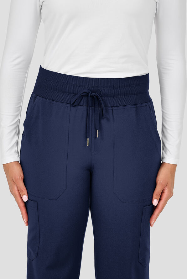 Zavate Ava Therese Avery Women's 6-Pocket STRETCH High Waist Cargo Wide Leg Scrub Pants - Navy - 3