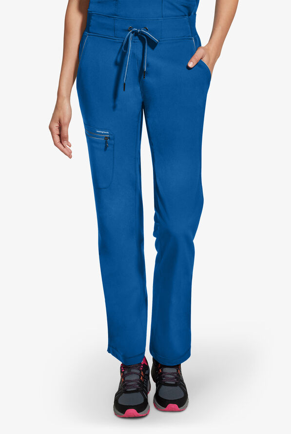 Healing Hands 360 Nisha Women's 6-Pocket STRETCH Rib Knit Waistband Drawstring Scrub Pants - Royal - 1
