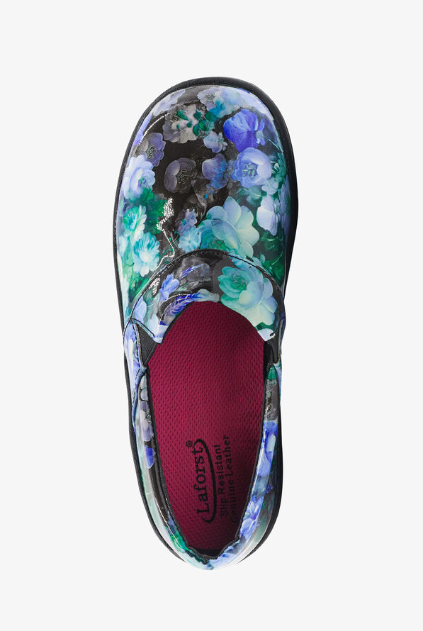 Laforst Rachel Green/Blue Floral Women's Nursing Shoe Nursing Clogs