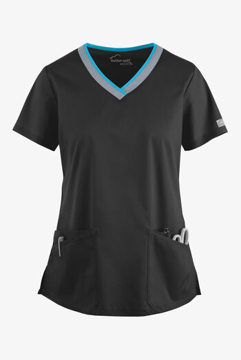 Blusa médica UA Butter-Soft STRETCH Active con cuello en V redondeado y 4 bolsillos para mujer