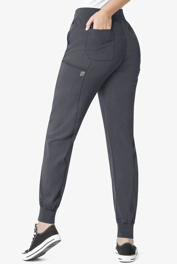 WonderWink Aero Women's 7-Pocket STRETCH Yoga Waistband Cargo Jogger Scrub Pants - Pewter - 2