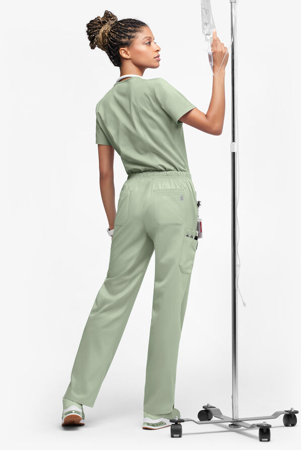 Butter-Soft STRETCH Women’s 10-Pocket Mid Rise Straight Leg Scrub Pant - Tall - Sage Green - 4