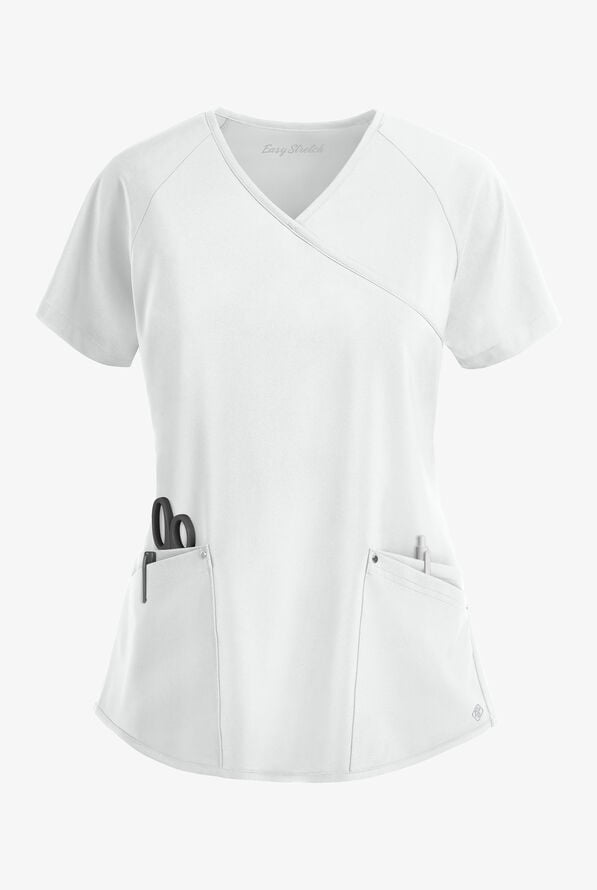Easy STRETCH Cara Women's 4-Pocket Raglan Scrub Top - White - 1