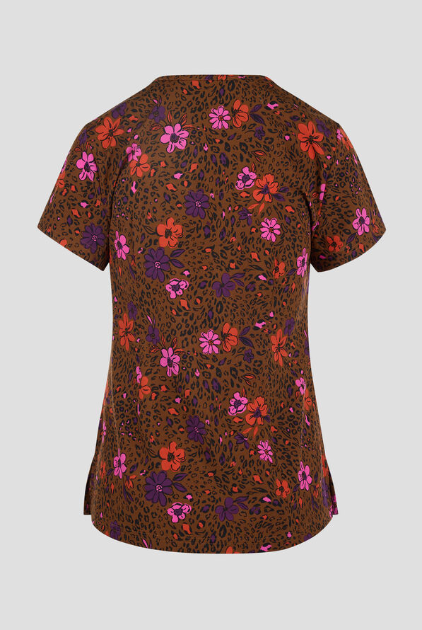 koi Lite Petals Spots Women's 2-Pocket V-Neck Print Scrub Top - null - 2