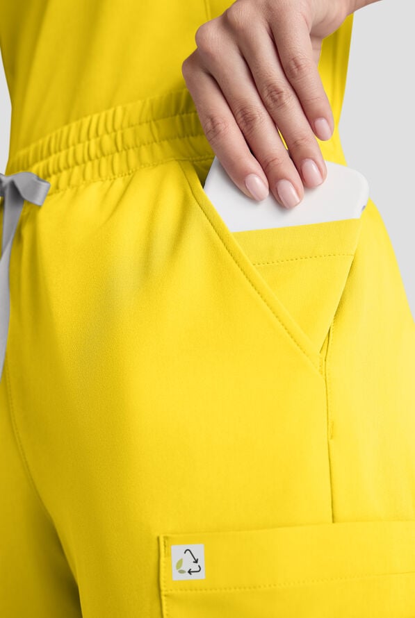 ReSurge Topaz Women's 11-Pocket Drawstring Scrub Pants - Vibrant Yellow - 7