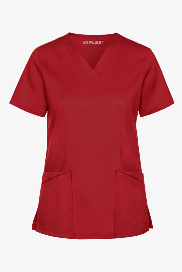 UA Flex2 4 Pocket VNeck Scrub Top, Stretch Scrub Tops