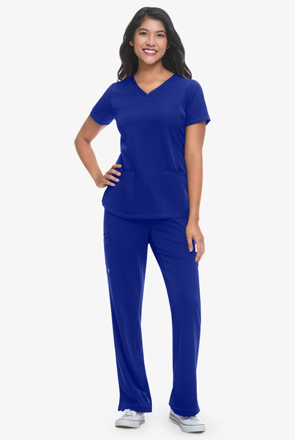 HH Works by Healing Hands Monica Women's 4-Pocket STRETCH V-Neck Scrub Top - Galaxy - 2