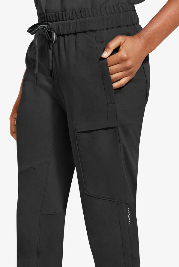 Healing Hands 360 Naya Women's 6-Pocket STRETCH Elastic Jogger Drawstring Scrub Pants - Black - 2
