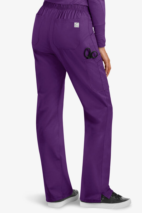 Butter-Soft STRETCH Women's 9-Pocket Drawstring with Back Elastic Scrub Pants - Tall - Eggplant - 2