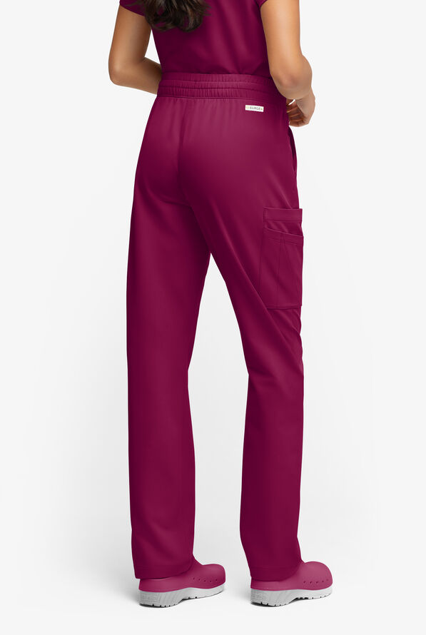 Pantalón médico ReSurge Topaz con cordón ajustable y 11 bolsillos para mujer - Wine - 5
