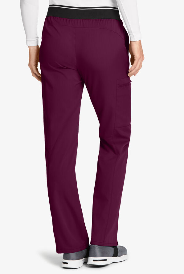 Grey's Anatomy by Barco Spandex STRETCH Kim Women's 3-Pocket Cargo Scrub Pants - Wine - 2