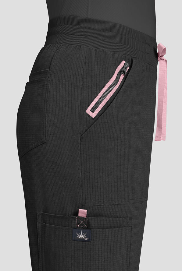 koi Solis Hettie Women's 7-Pocket STRETCH Jogger Cargo Scrub Pants - Black - 3