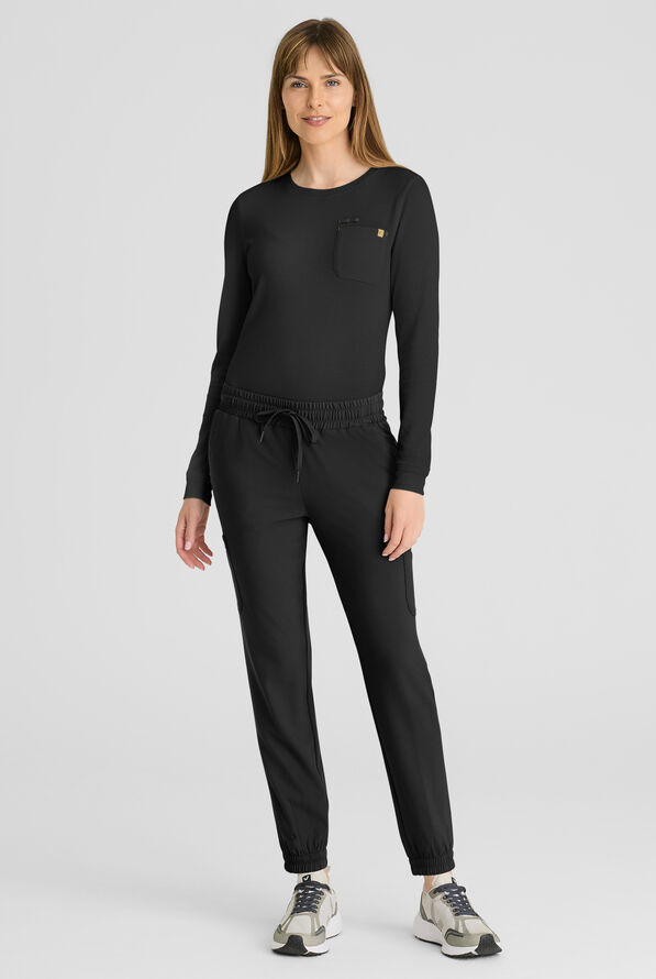 Grey's Anatomy&trade; by Barco Evolve STRETCH Wanderlust Women's 1-Pocket Waffle Knit Underscrub - Black - 5