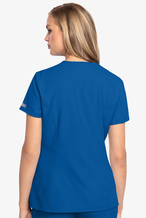 Med Couture Insight Women's 3Pocket Zipper Round Neck Scrub Top, Nursing Scrubs