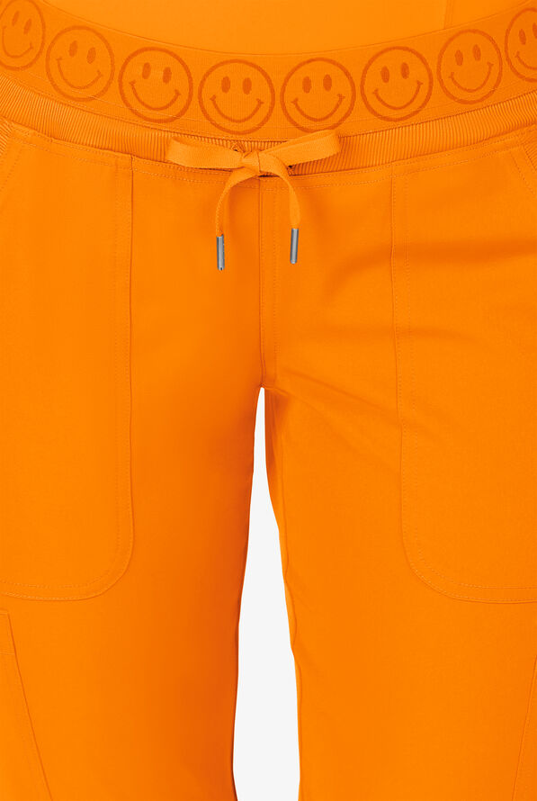 Zavate Ava Therese Women's 6-Pocket STRETCH Smile Face Elastic Waistband Cargo Jogger Scrub Pants - Orange Glow - 2